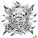 sun and fish dead tattoo design idea