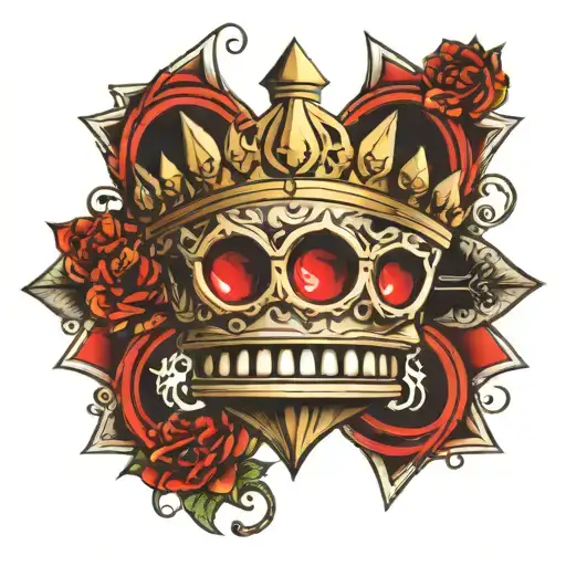 brass knuckles diamond crown tattoo design idea