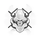 A hacker symbol intertwined with a muscular bodybuilder silhouette tattoo design idea