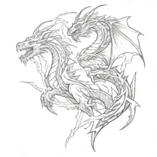 dragons and lightning tattoo design idea
