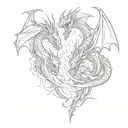 dragons and lightning tattoo design idea