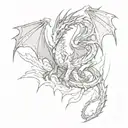 dragons and lightning tattoo design idea