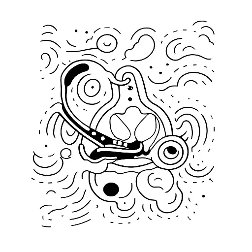 A minimalist tattoo of a guitar merging with a cat's silhouette tattoo design idea