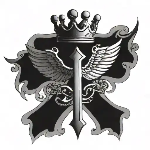 crown wings cross   tattoo design idea