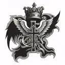crown wings cross   tattoo design idea