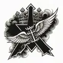 crown wings cross   tattoo design idea