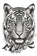 Tiger Face with letters M L B A N V G and Big AB initials inside tattoo design idea