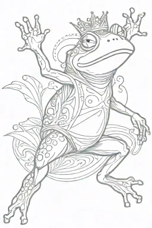 Dancing Queen Frog tattoo design idea