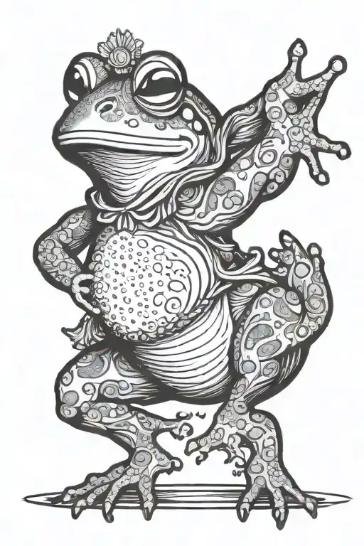 Dancing Queen Frog tattoo design idea