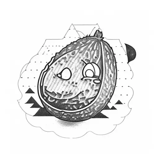 funny avocado on the montain tattoo design idea