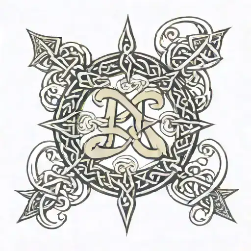 celtic dara knot with the letters P, K, A, and R woven into each of the four quadrants tattoo design idea