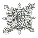 celtic dara knot with the letters P, K, A, and R woven into each of the four quadrants tattoo design idea