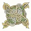 celtic dara knot with the letters P, K, A, and R woven into each of the four quadrants tattoo design idea