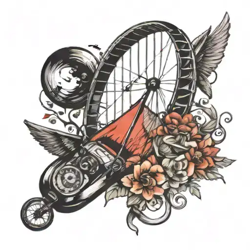 Paragliding and Music tattoo design idea