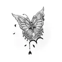 pomegranate with swallowtail butterfly tattoo design idea