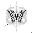 pomegranate with swallowtail butterfly tattoo design idea