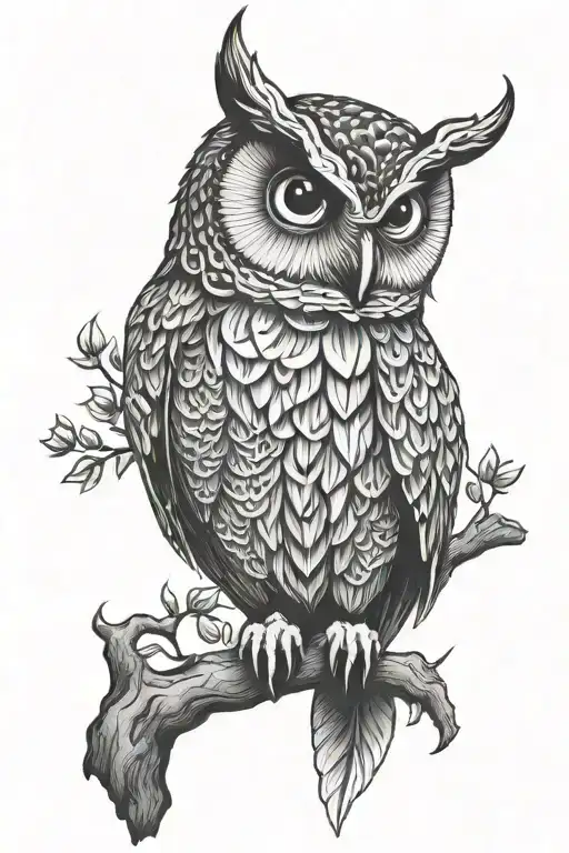 owl sitting tattoo design idea