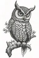 owl sitting tattoo design idea
