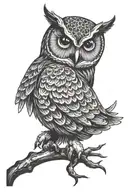 owl sitting tattoo design idea