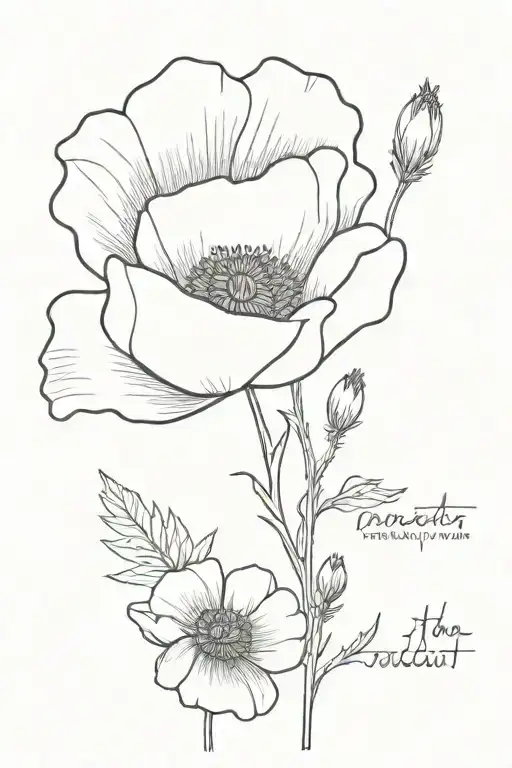 poppy flower with the word wanderlust  tattoo design idea