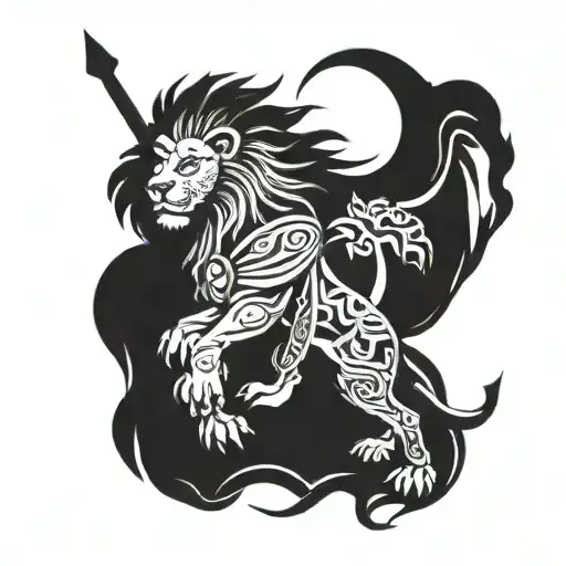 LION AND WARRIOR tattoo design idea