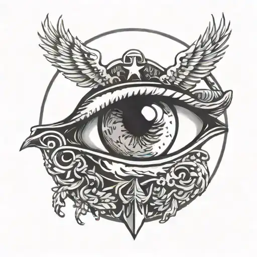The human eye crying with the Marine Corps eagle globe and anchor and soldier inside eye like a mirror reflection  tattoo design idea