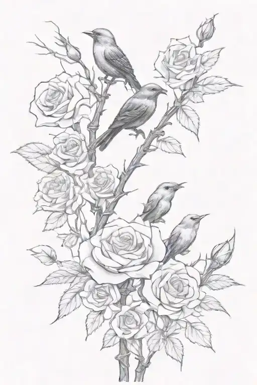 barb wire tattoo wrapping around thigh with rose bushes  tattoo design idea