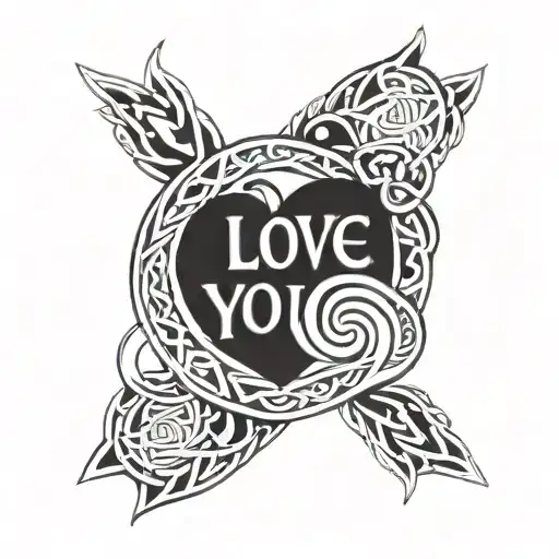 a tattoo of "I love you 3000" with celtic imagery   tattoo design idea