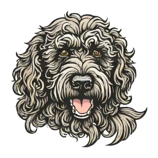 an angry black goldendoodle tattoo design idea