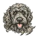 an angry black goldendoodle tattoo design idea