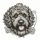 an angry black goldendoodle tattoo design idea
