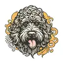 an angry black goldendoodle tattoo design idea