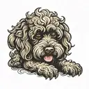 an angry black goldendoodle tattoo design idea