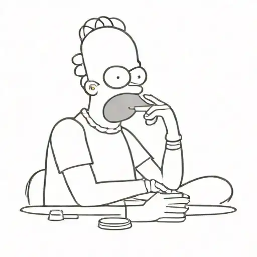 sadly Simpson smoking tattoo design idea