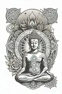 7 chakras with buddha inner peace tattoo design idea