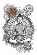 7 chakras with buddha inner peace tattoo design idea
