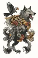 wolf and eagle  tattoo design idea