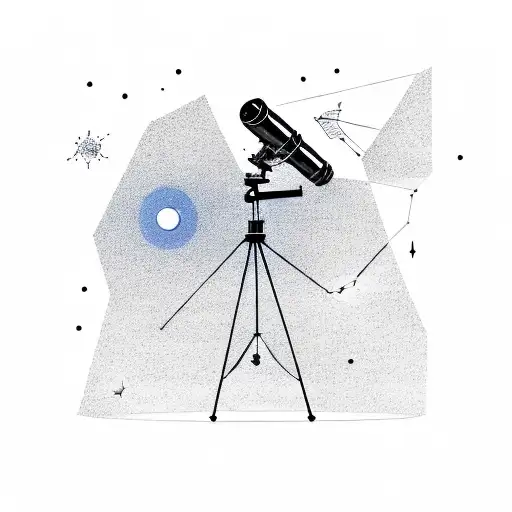 Astronomy-themed silhouette of a telescope and constellations tattoo design idea