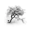 waterfowl, dogwood tree, Crain  tattoo design idea