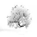 waterfowl, dogwood tree, Crain  tattoo design idea