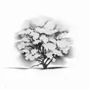 waterfowl, dogwood tree, Crain  tattoo design idea