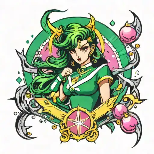 sailor jupiter symbol surrounded by lightning bolts tattoo design idea