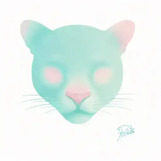 pink panther in suglasses, fiminine, pink, blue, white tattoo design idea