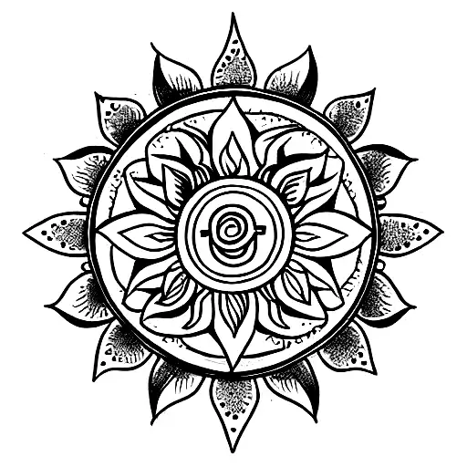 Sun Moon Lotus Mandala tattoo design idea