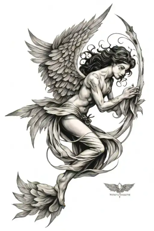 angel partielly burning wings  tattoo design idea