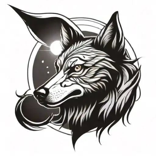 Angel's ,God's eye, wolf howling at the moon tattoo design idea