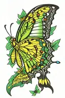 emerald swallowtail butterfly with black and white outline butterflies tattoo design idea