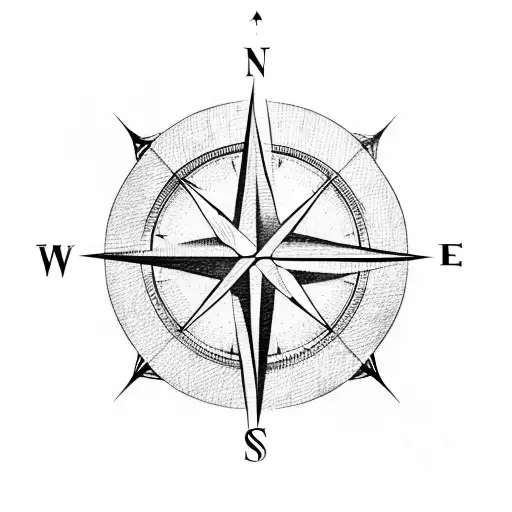 Compass with geometric shapes is an arrow in the middle tattoo design idea