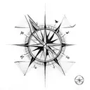 Compass with geometric shapes is an arrow in the middle tattoo design idea
