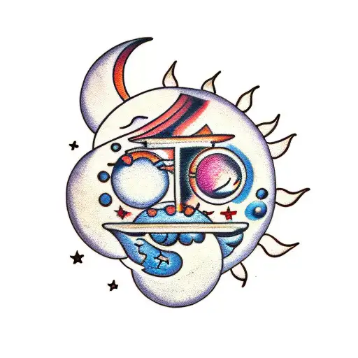 Sun and Moon tattoo design idea